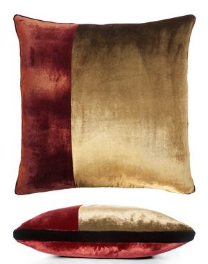Kevin O'Brien Studio Color Block Velvet Throw Pillow in color Paprika (Front)