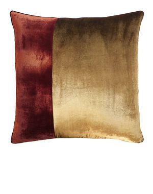Kevin O'Brien Studio Color Block Velvet Throw Pillow in color Paprika (Back)