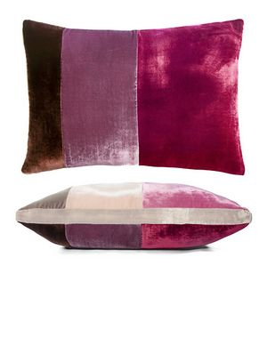 Kevin O'Brien Studio Color Block Velvet Throw Pillow in color Pink (Front)