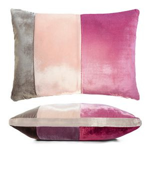 Kevin O'Brien Studio Color Block Velvet Throw Pillow in color Pink (Back)