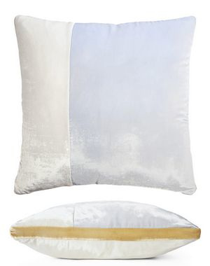 Kevin O'Brien Studio Color Block Velvet Throw Pillow in color White (Front)