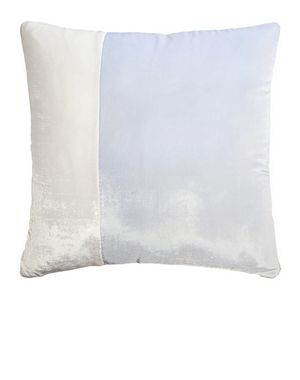 Kevin O'Brien Studio Color Block Velvet Throw Pillow in color White (Back)