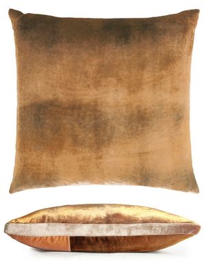 Kevin O'Brien Studio Color Block Velvet Throw Pillow in color Copper Ivy (Back)