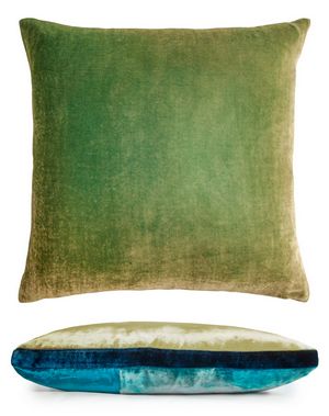 Kevin O'Brien Studio Color Block Velvet Throw Pillow in color Grass (Back)