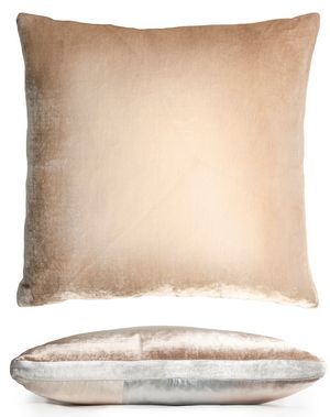 Kevin O'Brien Studio Color Block Velvet Throw Pillow in color Latte (Back)