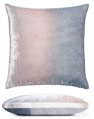 Kevin O'Brien Studio Color Block Velvet Throw Pillow in color Moonstone (Back)