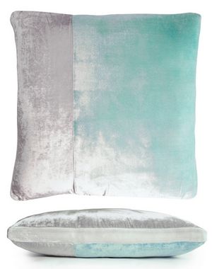 Kevin O'Brien Studio Color Block Velvet Throw Pillow in color Silver (Front)