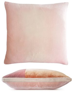 Kevin O'Brien Studio Color Block Velvet Throw Pillow in color Blush (Back)