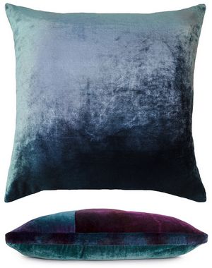Kevin O'Brien Studio Color Block Velvet Throw Pillow in color Shark (Back)