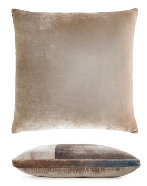 Kevin O'Brien Studio Color Block Velvet Throw Pillow in color Coyote (Back)