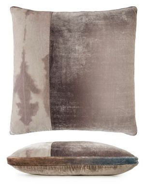 Kevin O'Brien Studio Color Block Velvet Throw Pillow in color Coyote (Front)