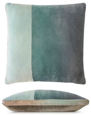 Kevin O'Brien Studio Color Block Velvet Throw Pillow in color Nickel (Front)