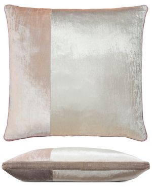 Kevin O'Brien Studio Color Block Velvet Throw Pillow in color Pearl (Front)