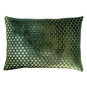 Kevin O'Brien Studio Dots Velvet  Evergreen Decorative Pillow (14x20)