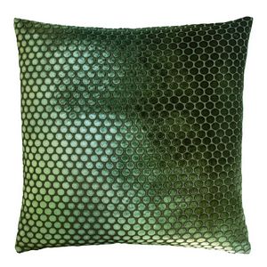 Kevin O'Brien Studio Dots Velvet  Evergreen Decorative Pillow (22x22)