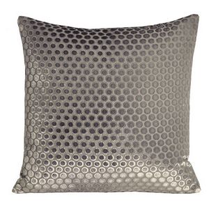 Kevin O'Brien Studio Dots Velvet Silver Gray Decorative Pillow