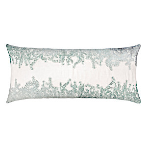 Kevin OBrien Studio Ferns Appliqued Velvet Linen Decorative Pillows - Sage/White (16x36)