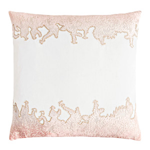 Kevin OBrien Studio Ferns Appliqued Velvet Linen Decorative Pillows - Blossom< (22x22)