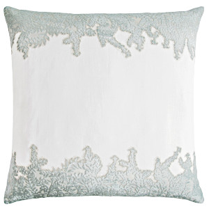 Kevin OBrien Studio Ferns Appliqued Velvet Linen Decorative Pillows - White (22x22)