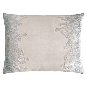 Kevin OBrien Studio Ferns Appliqued Velvet Linen Decorative Pillows - Seaglass (16x20)