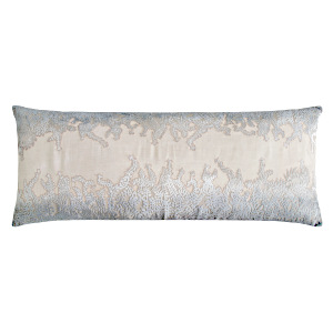 Kevin OBrien Studio Ferns Appliqued Velvet Linen Decorative Pillows - Seaglass (16x36)