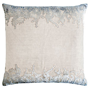 Kevin OBrien Studio Ferns Appliqued Velvet Linen Decorative Pillows - Seaglass (22x22)
