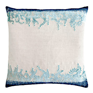 Kevin OBrien Studio Ferns Appliqued Velvet Linen Decorative Pillows