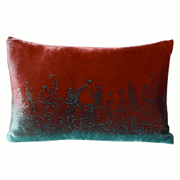 Kevin O'Brien Studio Ferns Ombre Printed Dec Pillow is 50% silk 50% rayon.