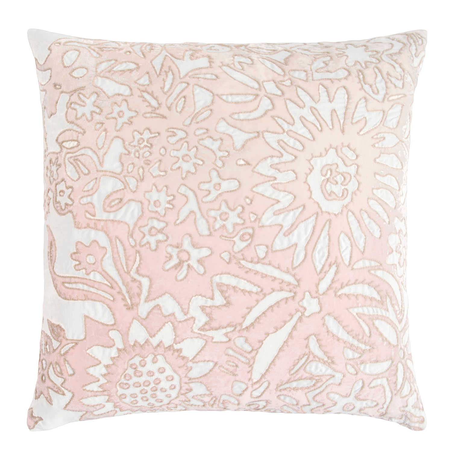 *Kevin OBrien Studio Garland Embroidered Velvet Applique Decorative Pillow