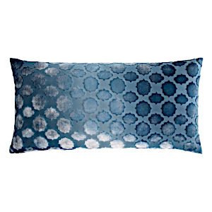 Kevin O'Brien Studio Mod Fretwork Velvet Decorative Pillow - Denim (12x24)