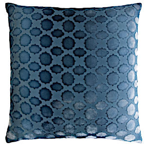 Kevin O'Brien Studio Mod Fretwork Velvet Decorative Pillow - Denim