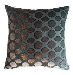 Kevin O'Brien Studio Mod Fretwork Velvet Decorative Pillow - Gunmetal