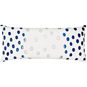 Kevin OBrien Studio Ovals Appliqued Velvet Linen Decorative Pillows - Azul (16x36)