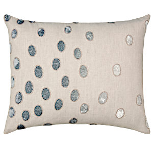 Kevin OBrien Studio Ovals Appliqued Velvet Linen Decorative Pillows - Seaglass (16x20)