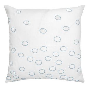 Kevin OBrien Studio Ovals Appliqued Velvet Linen Decorative Pillows - Robin's Egg (22x22)