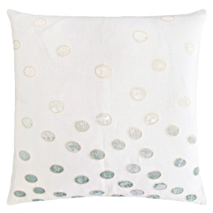Kevin OBrien Studio Ovals Appliqued Velvet Linen Decorative Pillows - Sage/White (22x22)