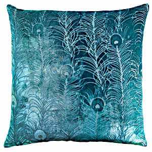 Kevin OBrien Studio Peacock Feather Velvet Decorative Pillows - Pacific