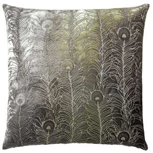 Kevin OBrien Studio Peacock Feather Velvet Decorative Pillows - Oregano (22x22)
