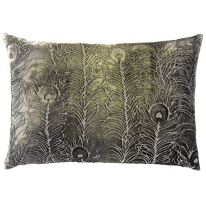 Kevin OBrien Studio Peacock Feather Velvet Decorative Pillows - Oregano (14x20)