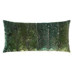 Kevin OBrien Studio Peacock Feather Velvet Decorative Pillows - Evergreen (12x24)