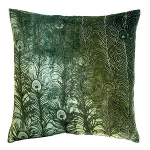 Kevin OBrien Studio Peacock Feather Velvet Decorative Pillows - Evergreen (22X22)