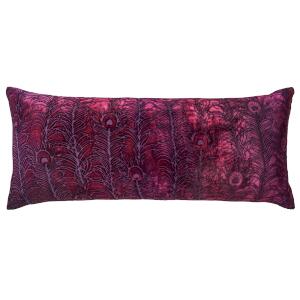 Kevin OBrien Studio Peacock Feather Velvet Decorative Pillows - Raspberry