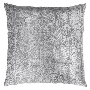 Kevin OBrien Studio Peacock Feather Velvet Decorative Pillows - Silver Gray