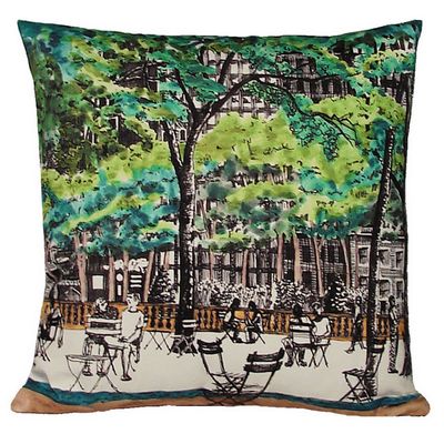 Kevin O'Brien Studio People and Places Dec Pillow is 100% Cotton, Cotton w/Silk & Rayon.