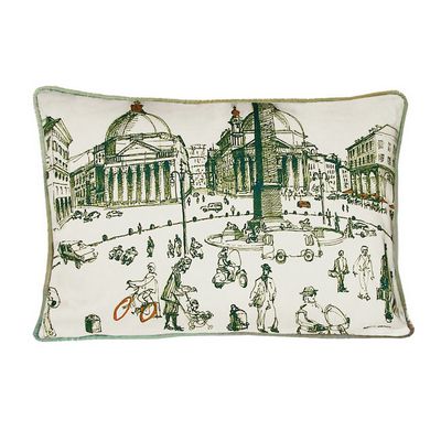 Kevin O'Brien Studio People and Places Dec Pillow is 100% Cotton, Cotton w/Silk & Rayon.