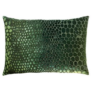 Kevin O'Brien Studio Snakeskin Velvet Decorative Pillow - Evergreen  (14x20)