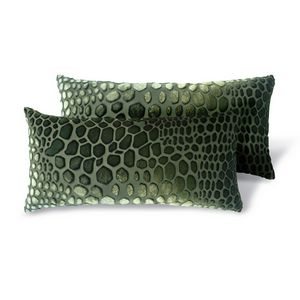Kevin O'Brien Studio Snakeskin Velvet Decorative Pillow - Evergreen (7x15)