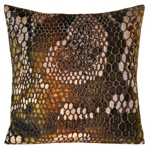 Kevin O'Brien Studio Snakeskin Velvet Decorative Pillow - Copper Ivy Color