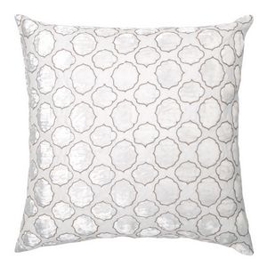 Kevin O'Brien Studio Tile Appliqued Linen Throw Pillow - Latte (22x22)