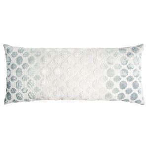 Kevin O'Brien Studio Tile Appliqued Linen Throw Pillow - Sage white (16x36)